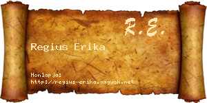 Regius Erika névjegykártya